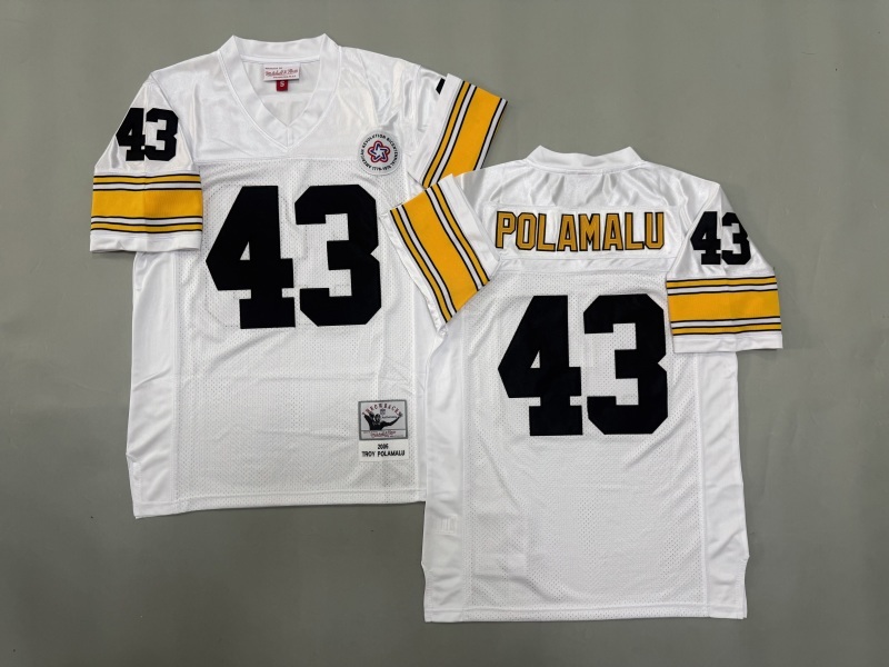 Men 2025 Pittsburgh Steelers #43 Polamalu white Throwback Limited NFL Jersey style 001->pittsburgh steelers->NFL Jersey